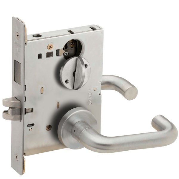 Schlage Grade 1 Privacy with Deadbolt Mortise Lock, 03 Lever, A Rose, Satin Chrome Finish, Field Reversible L9440 03A 626 - main